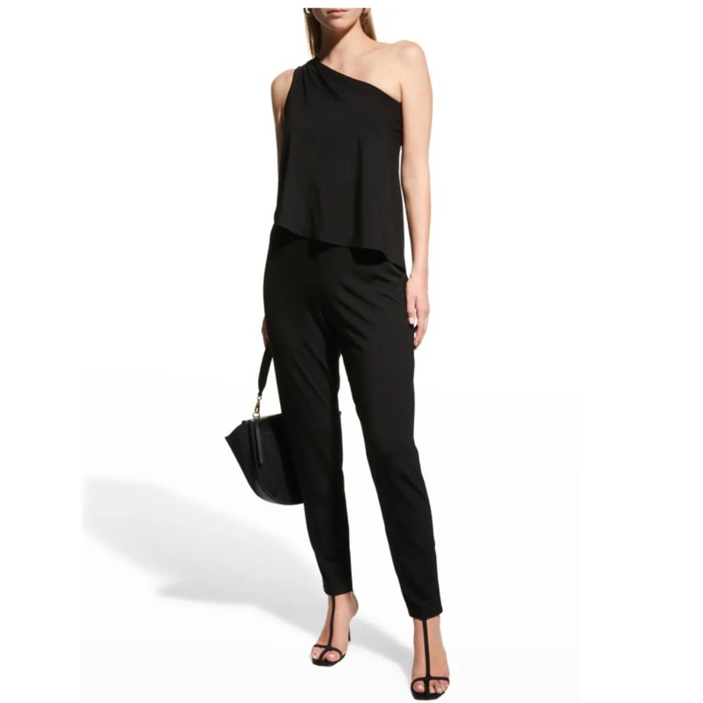 Trina Turk Women’s Black Estell Draped One-Shoulder Jumpsuit NWT